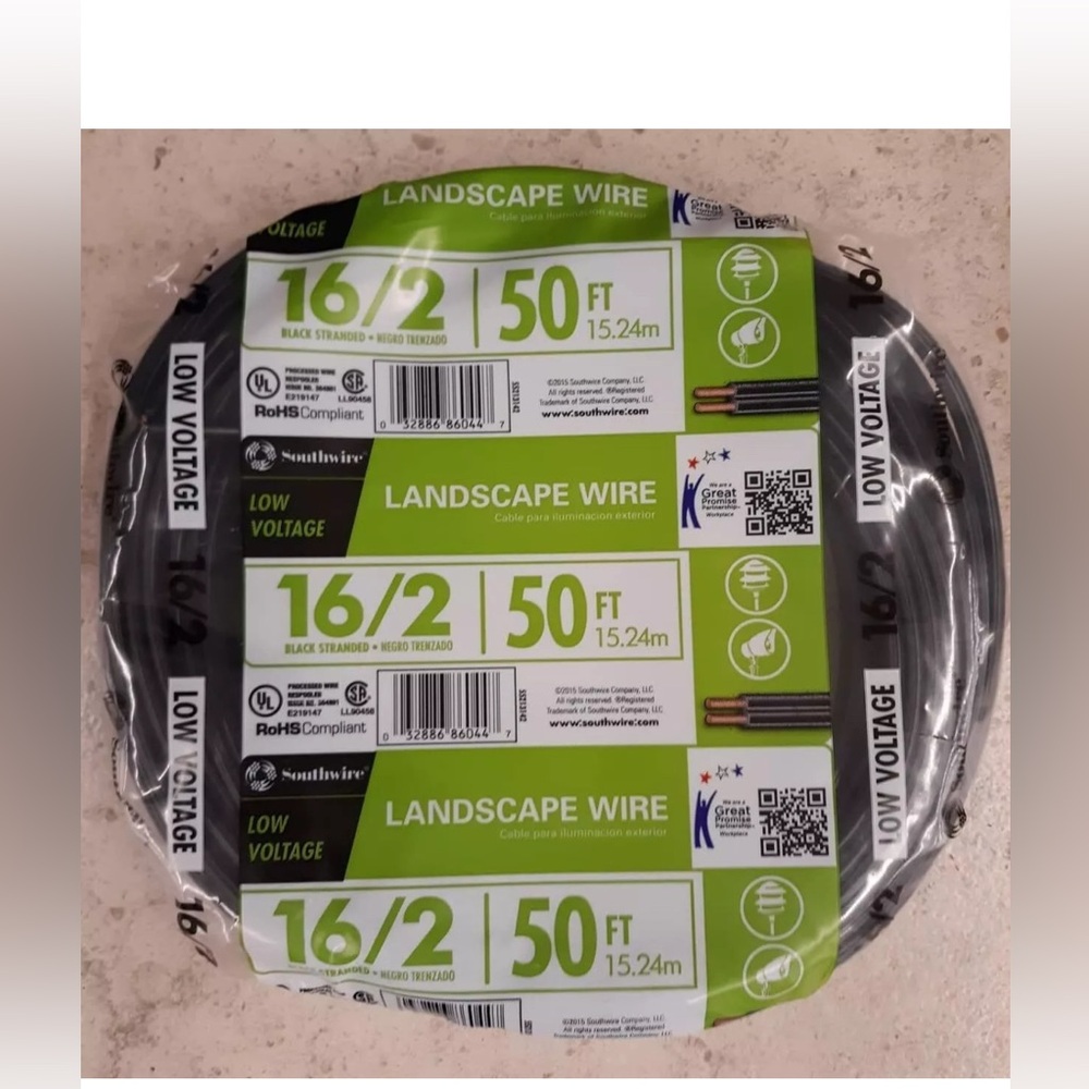 Southwire 50’ 16/2 Stranded Wire Landscape Pathway Low Voltage Lighting NEW